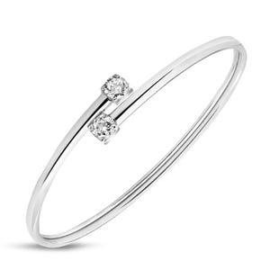 Bracciale rigido Twist in argento Sterling 925 con pietre preziose aperte e zirconi cubici, regolabile, gioiello minimalista e delicato, regalo