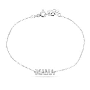 Pulseira Dainty Mama com pingentes em prata esterlina 925, para o dia das mães, para novas mamães, delicada, elegante, com letras minimalistas, presente de pulso