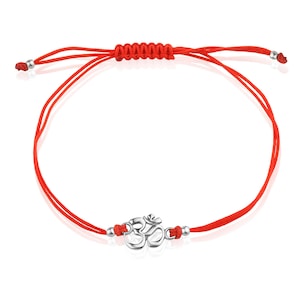 Om Bracelet Red String Sterling Silver 925 Chakra Healed Buddha Spiritual Yoga Charm Adjustable Size Unisex Jewellery Gift Present