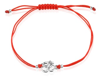 Om Armband rote Schnur Sterling Silber 925 Chakra geheilte Buddha spirituelle Yoga Charme verstellbare Größe Unisex Schmuck Geschenk