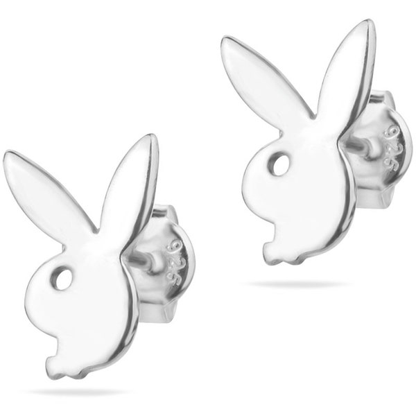 Boucles d'oreilles Playboy en argent sterling 925, boucles d'oreilles lapin, bijoux simples minimalistes, boucles d'oreilles lapin, cadeau unisexe, cadeau