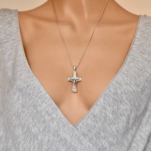Large Jesus Crucifix Cross Solid Sterling Silver 925 Pendant Religious ...