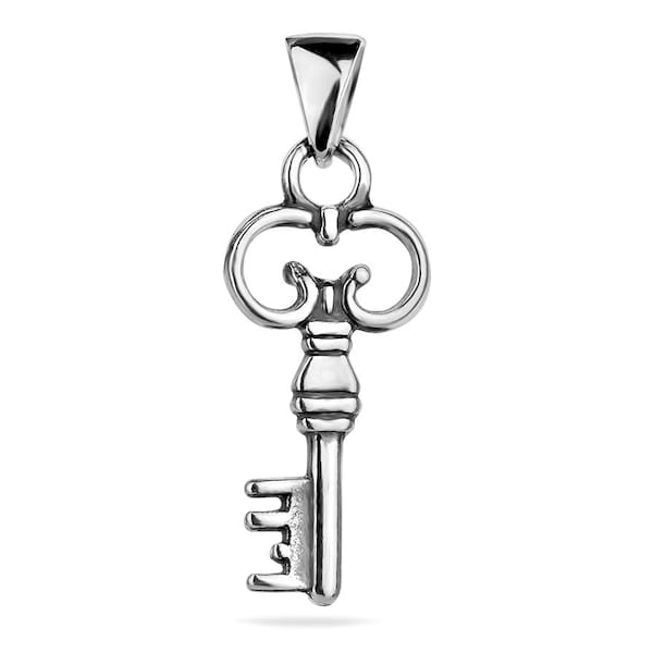 Pendentif Clé Argent Sterling 925 Délicat Charme Bracelet Collier Bijoux Femmes Fille Enfants Cadeau Idée Cadeau