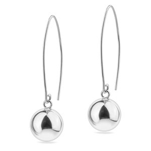 Örhängen med trådtråd i sterlingsilver 925, hängande, fina bollformade örhängen, minimalistiska handgjorda smycken
