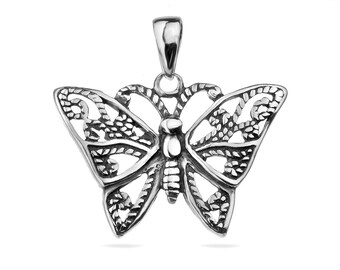 Butterfly Pendant Sterling Silver 925 Animal Nature Charm Friendship Necklace Jewellery Women Girl Birthday Present Gift Idea