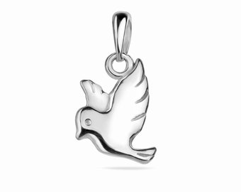 Kleine Taube Taube Anhänger Sterling Silber 925 fliegender Vogel Charm Tier Natur Unisex Schmuck