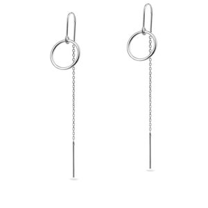 Orecchini a cerchio lunghi a goccia in argento Sterling 925, con filo per orecchini, coppia di orecchini a catena minuscola, regalo per donne e ragazze