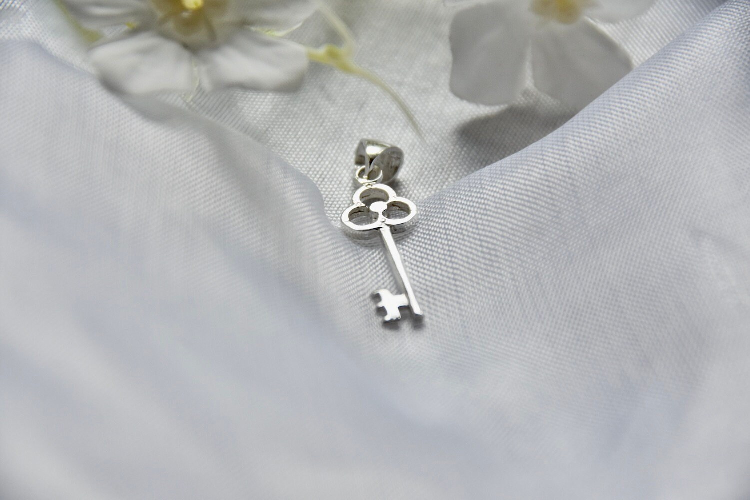 Small Key Pendant Sterling Silver 925 Elegant Symbolic