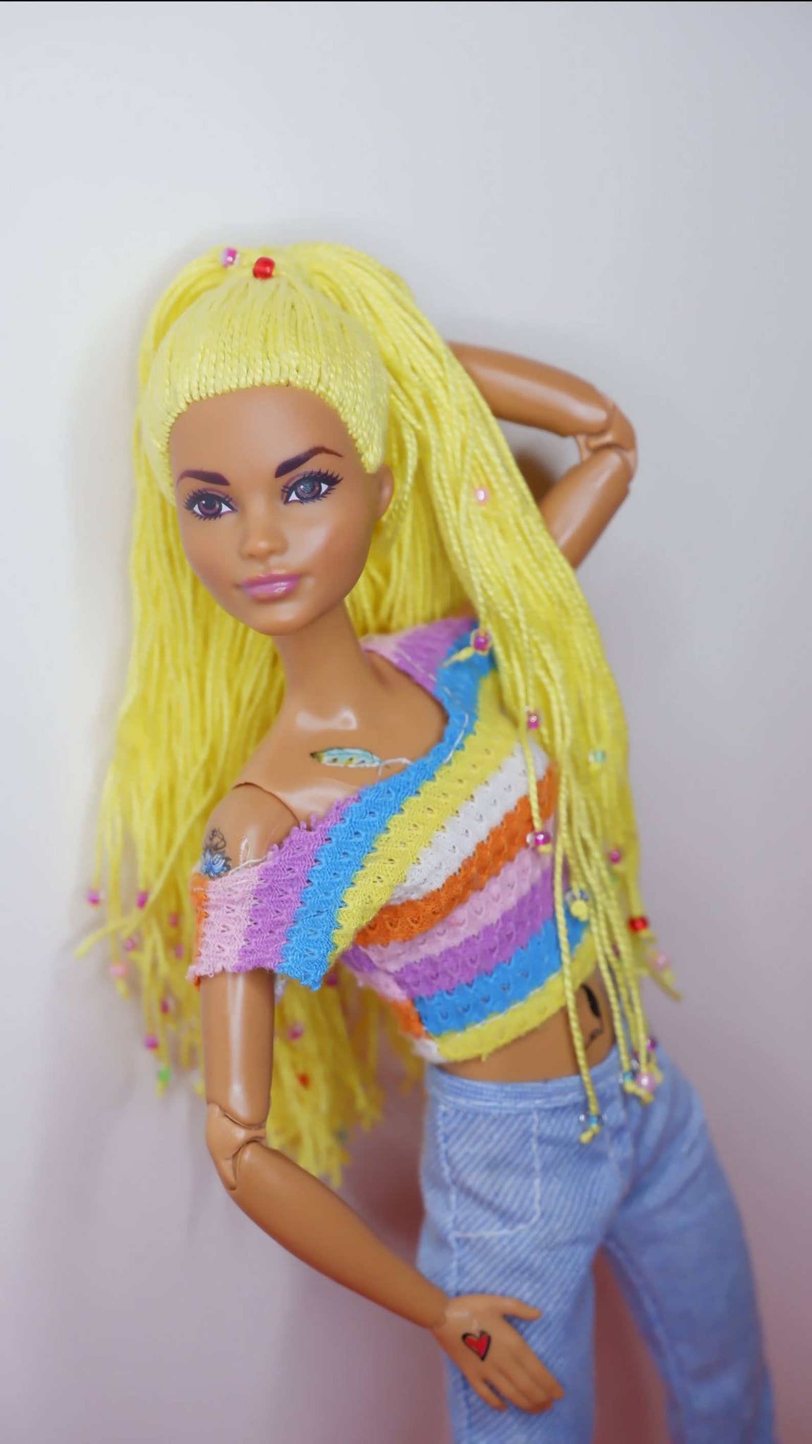 Barbie Dreadlock style rerooted Made To Move Doll OOAK Etsy