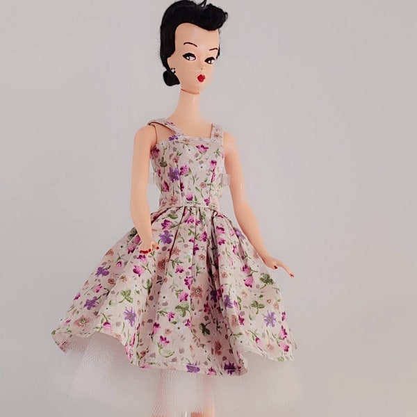 Vintage style Floral dress suitable for Bild Lilli, Vintage Barbie, Lilli Lalka, HK Lilli and 11.5" dolls