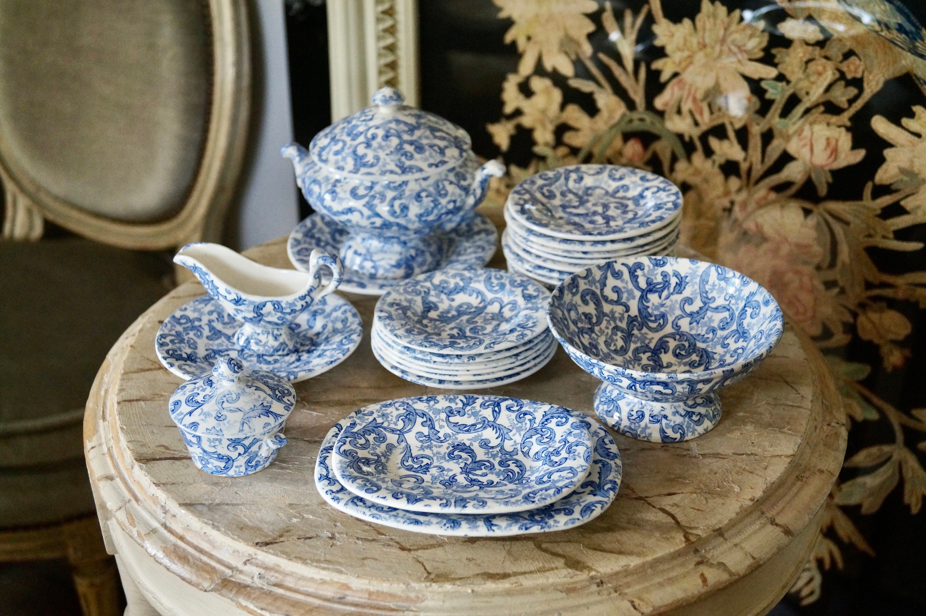 Beautiful Antique Staffordshire Pottery Child's Dinner Service