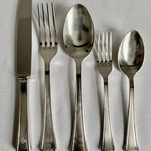 Beautiful Antique Belgium Silver Plated Bruno Wiskemann Cutlery model Art Deco with Monogram &quot;GHM&quot;