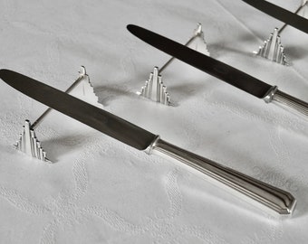 SÉRIE DE 12 Porte-couteaux Animaux Art Déco en Métal argenté