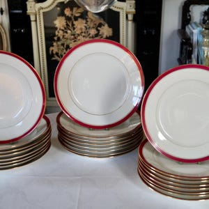 Vintage Set of Limoges Porcelain Dinner - Soup and Dessert Plates for Eight!