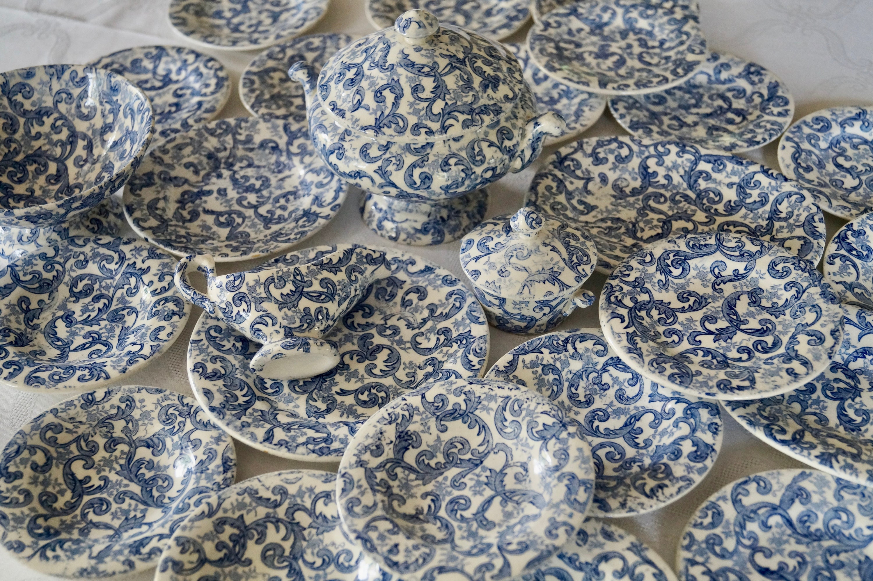 Beautiful Antique Staffordshire Pottery Child's Dinner Service
