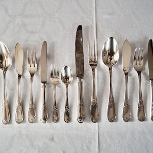 Beautiful Extensive Vintage French Silver Plated Cutlery Set in Drawers from &quot;Brionet France&quot;