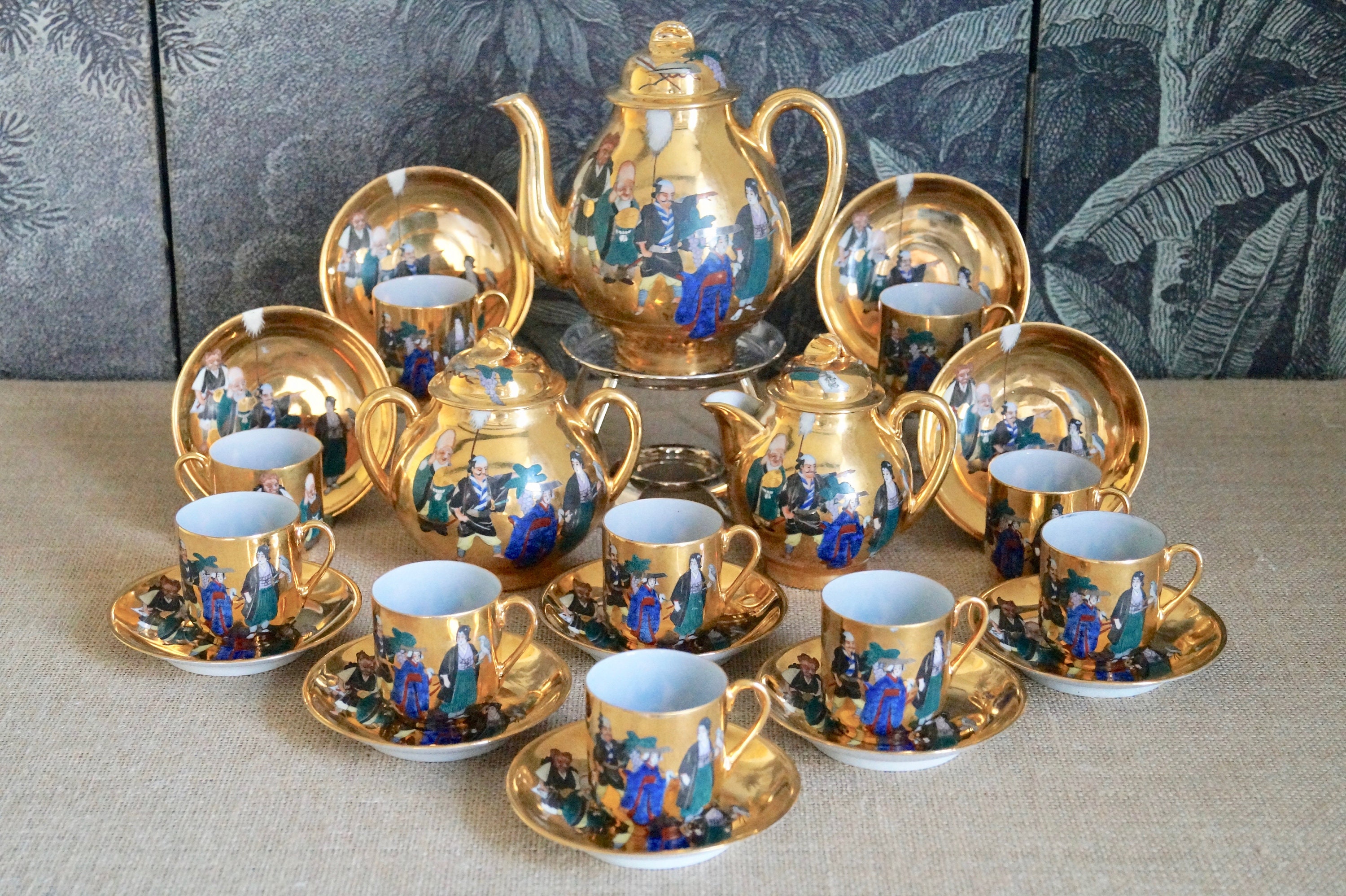 Beautiful Antique Japanese Golden Eggshell Porcelain Tea Set Ca 1920s ...