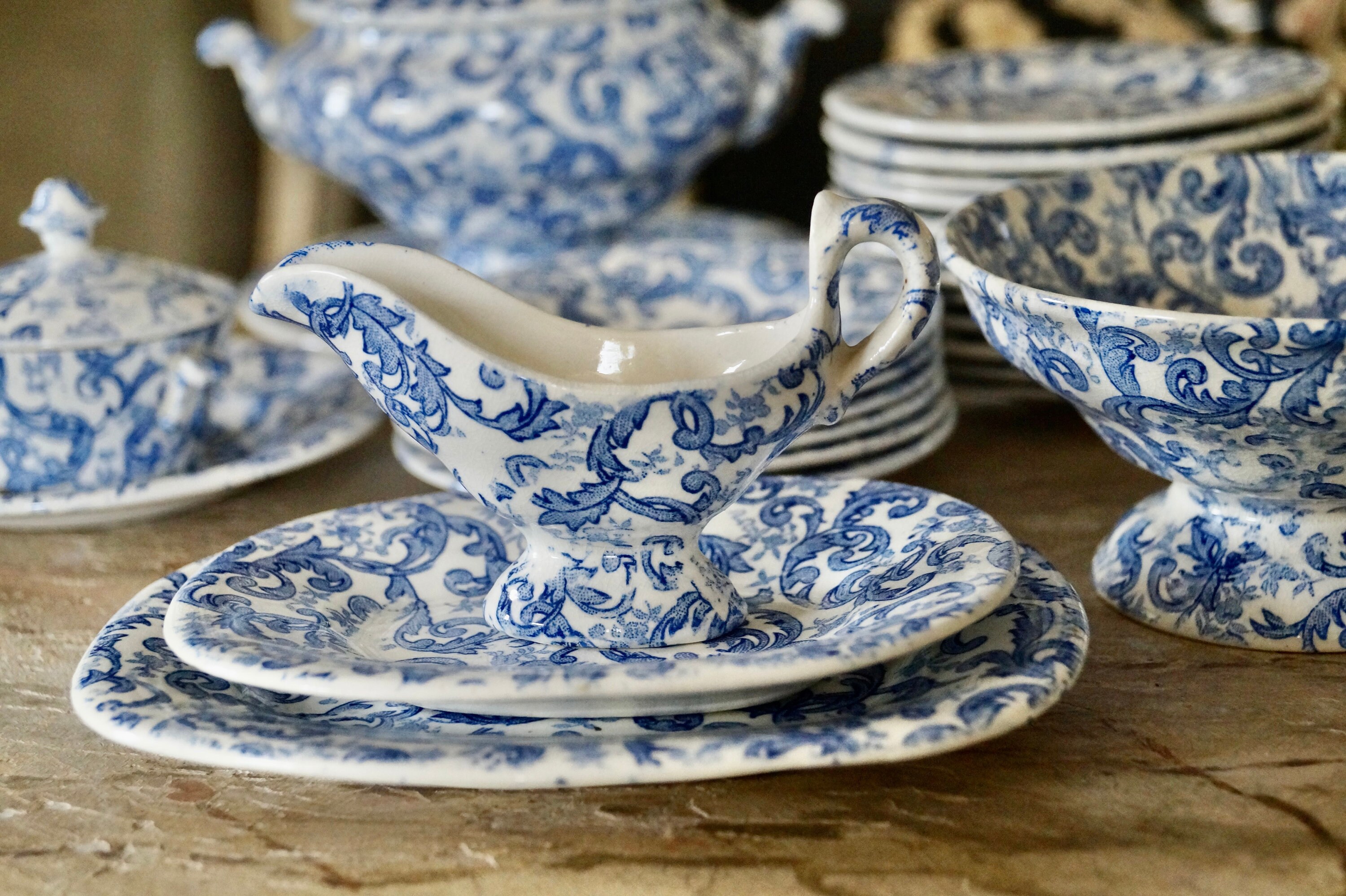 Beautiful Antique Staffordshire Pottery Child's Dinner Service