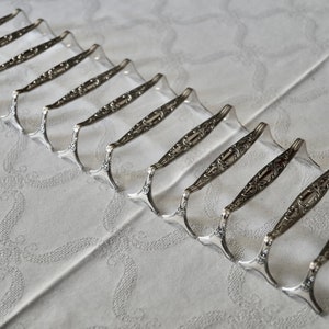 Antique Silver Plated Box from Tilquin &quot;LouisXVI&quot; with 12 Knife Rests