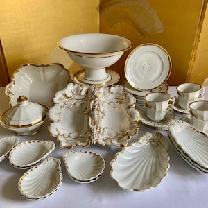 Antique &quot;Porcelaine de Paris - Old Paris porcelain Dessert tableware Set - Empire period 1800-1820