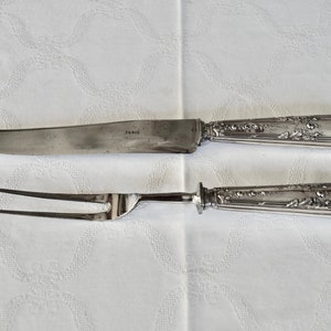 Antique French Paris Silver Plated Carving Set with Box ca 1920