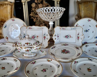 Antique Old Paris Porcelain - Porcelaine de Paris Dessert Service with Basket ca 1880-1900