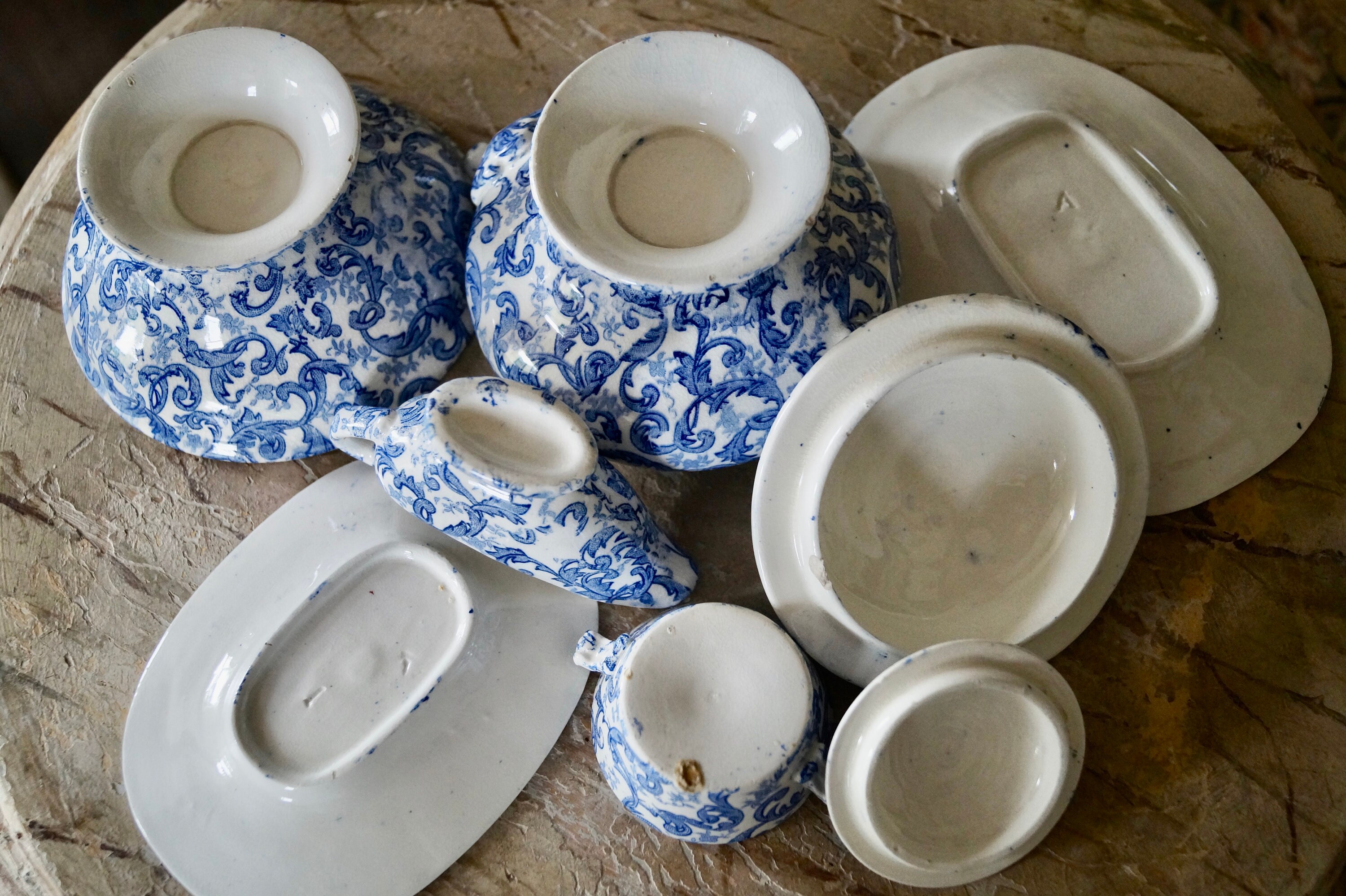 Beautiful Antique Staffordshire Pottery Child's Dinner Service