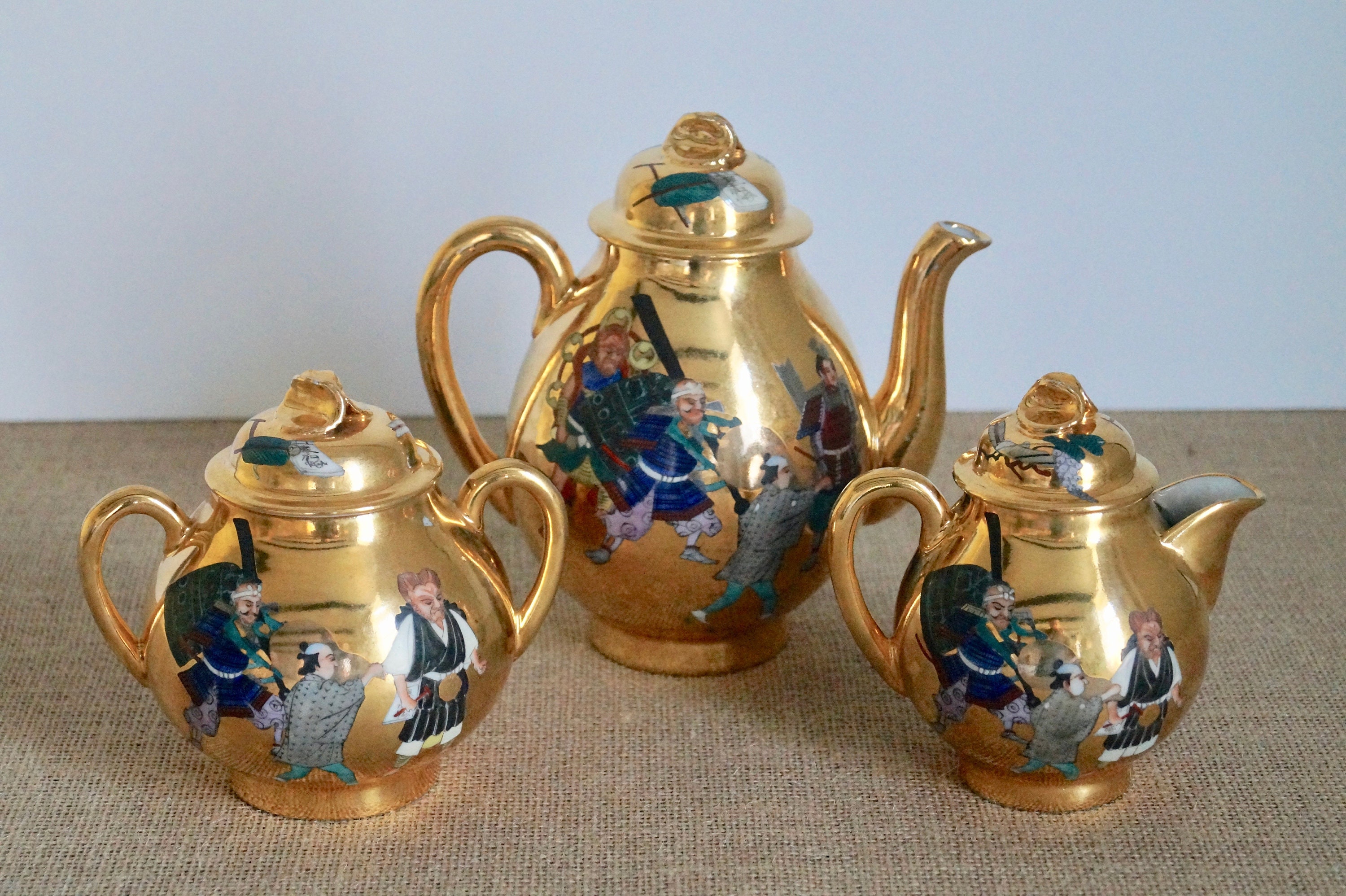 Beautiful Antique Japanese Golden Eggshell Porcelain Tea Set Ca 1920s ...