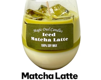 Iced Matcha Latte Candle | Green Tea Candle | Matcha Lover Gift | Drink Candle | Handmade Soy Candle
