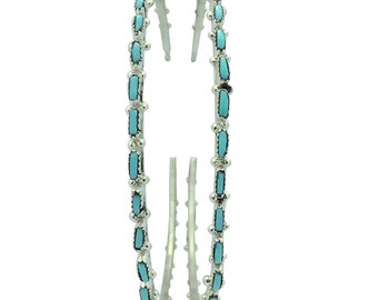 Aurelia, Alvin Hughte, Earrings, Sleeping Beauty, Zuni, 3 1/4&quot;