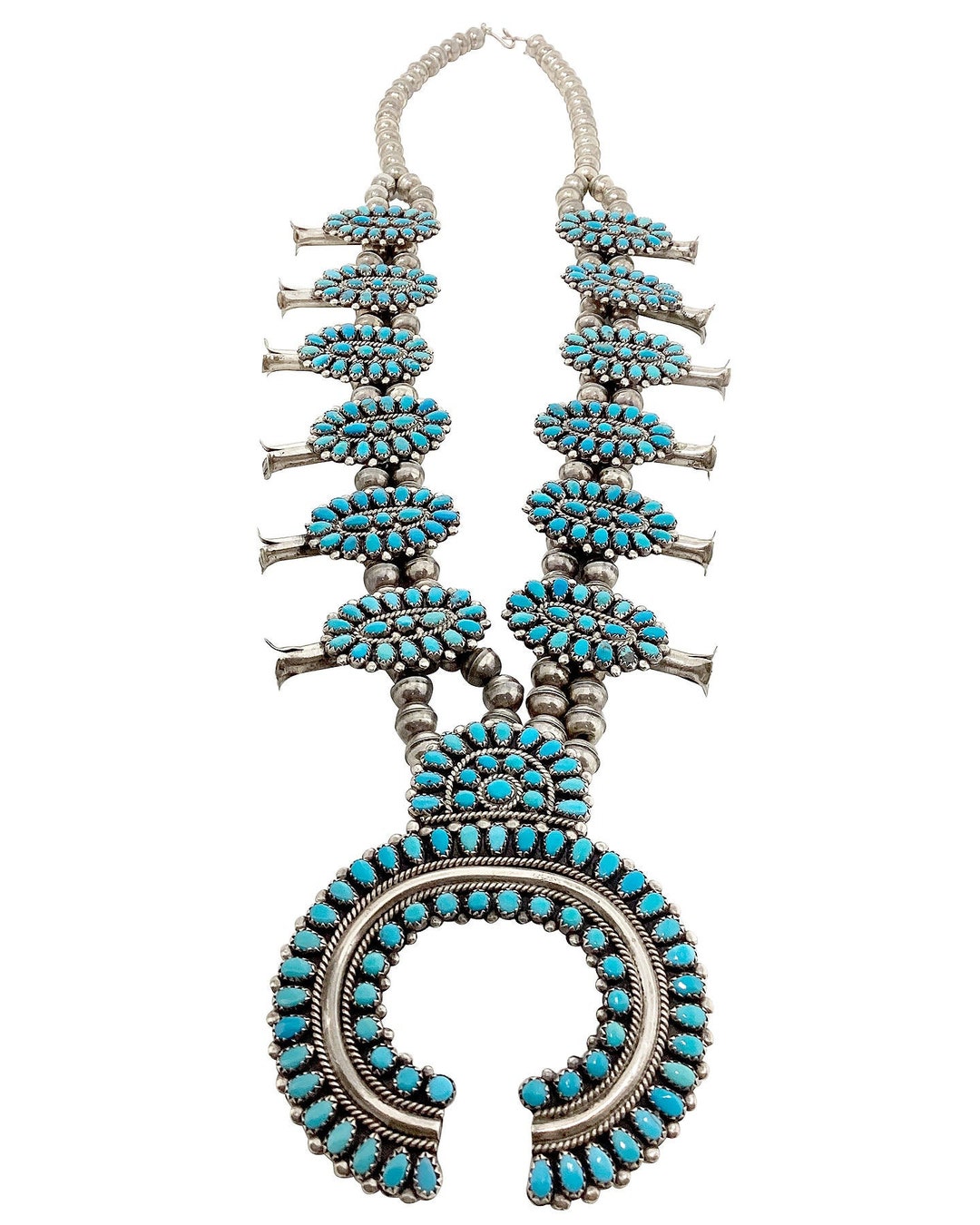 Larry Moses Begay Squash Blossom Necklace Kingman Turquoise Etsy