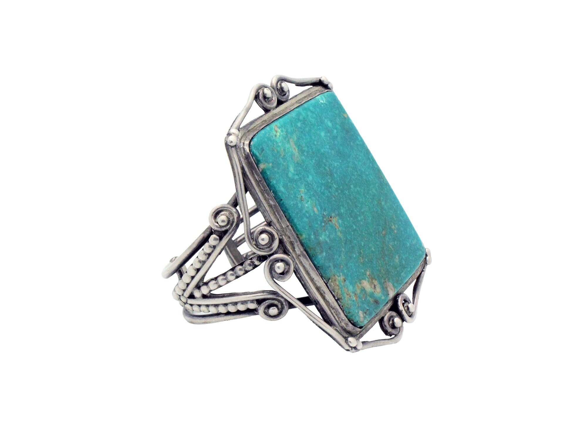 Navajo Bracelet, Blue Gem Turquoise, Large Stone, Unsigned