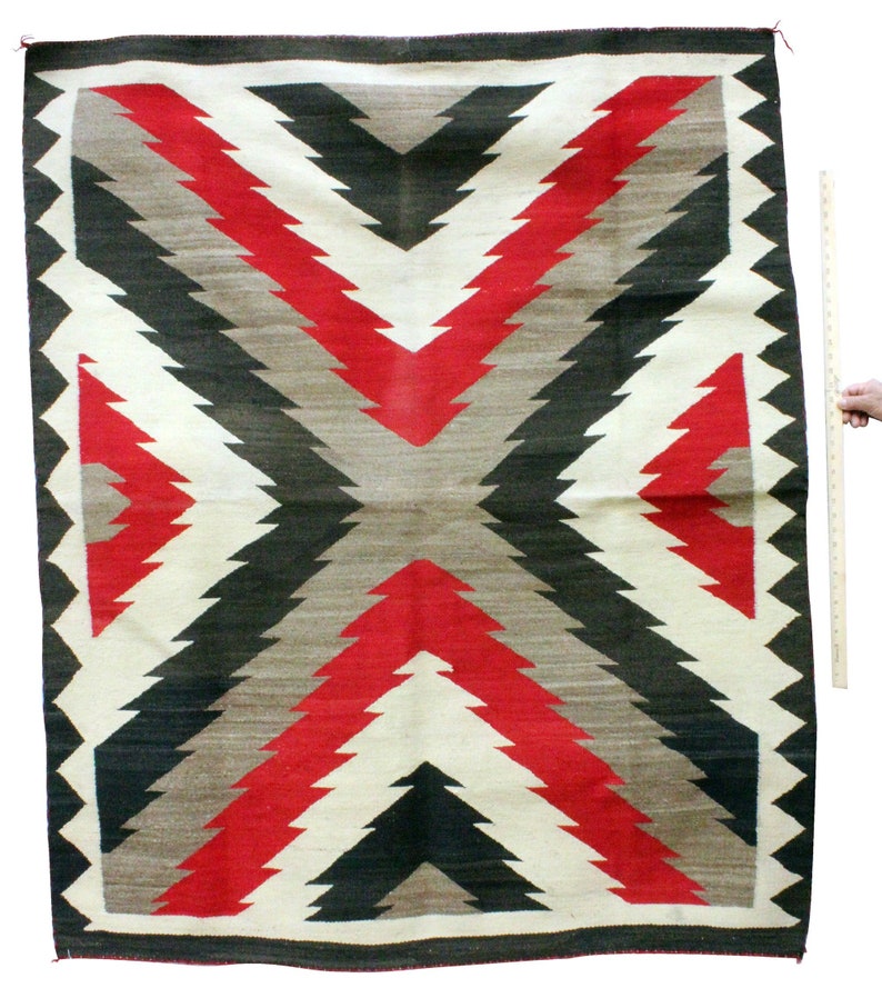 Navajo Handmade Navajo Ganado Rug Circa 1950 64.5 X 53.5 Handwoven