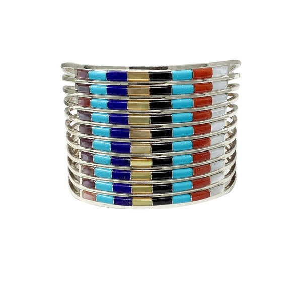 Anson and Leticia Wallace, Raised Inlay Bracelet, Multi-Stone, Zuni, 6 1/2"