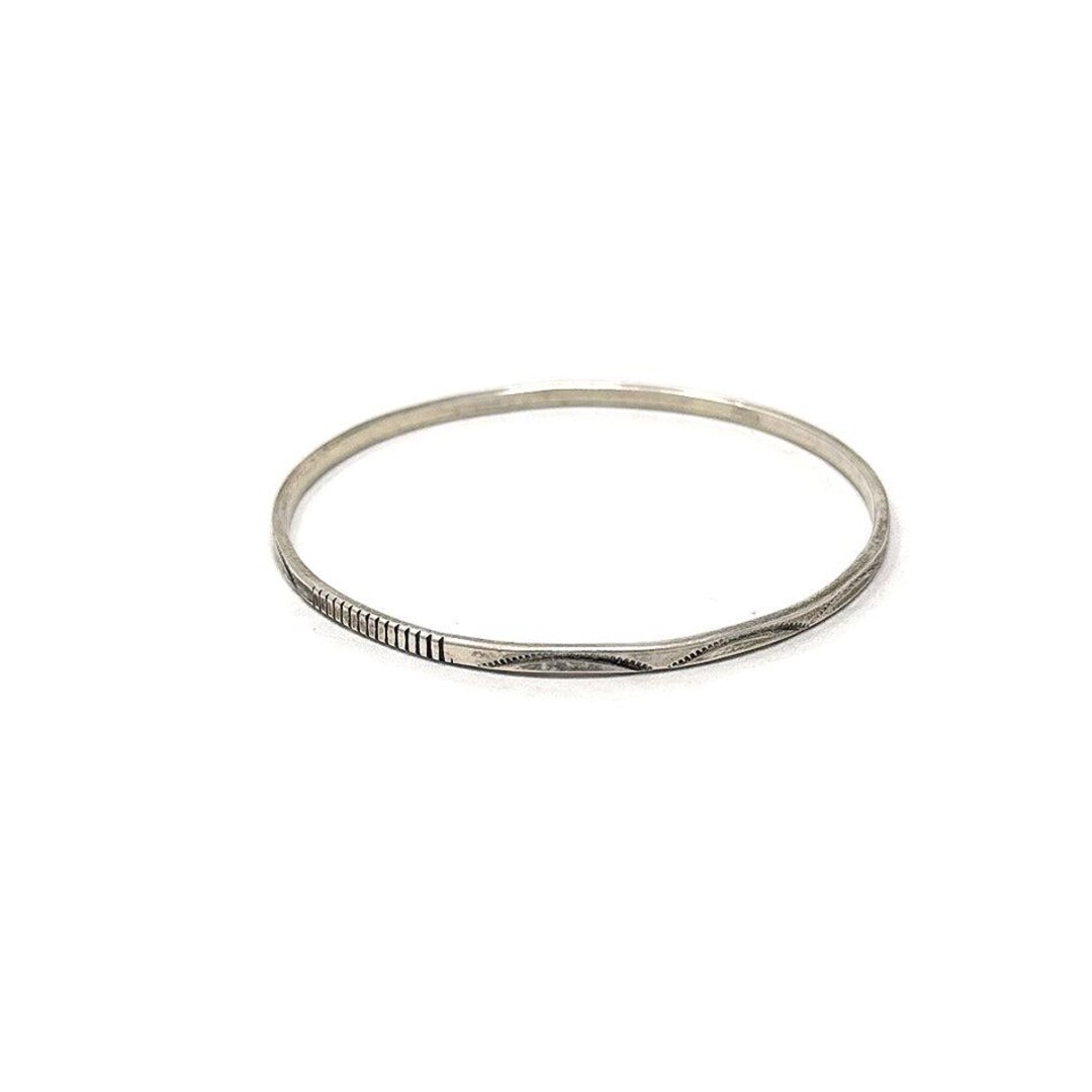 Vintage, Bangle, Circa 2000s, Sterling Silver, Navajo, 2 3/4