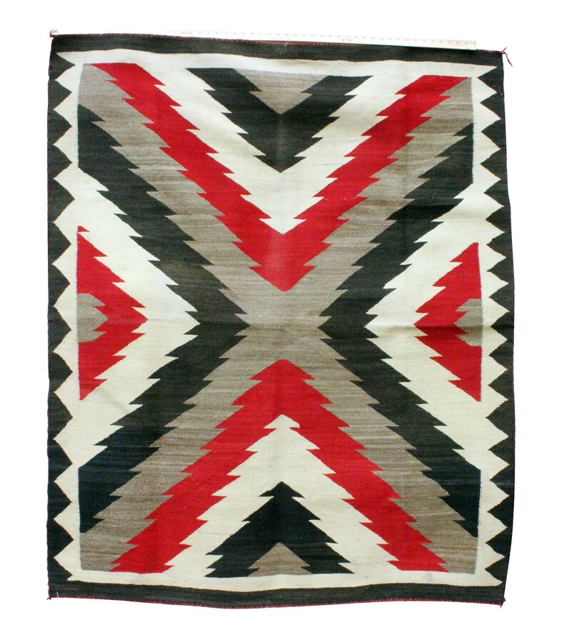 Navajo Handmade Navajo Ganado Rug Circa 1950 64.5 X 53.5 Handwoven