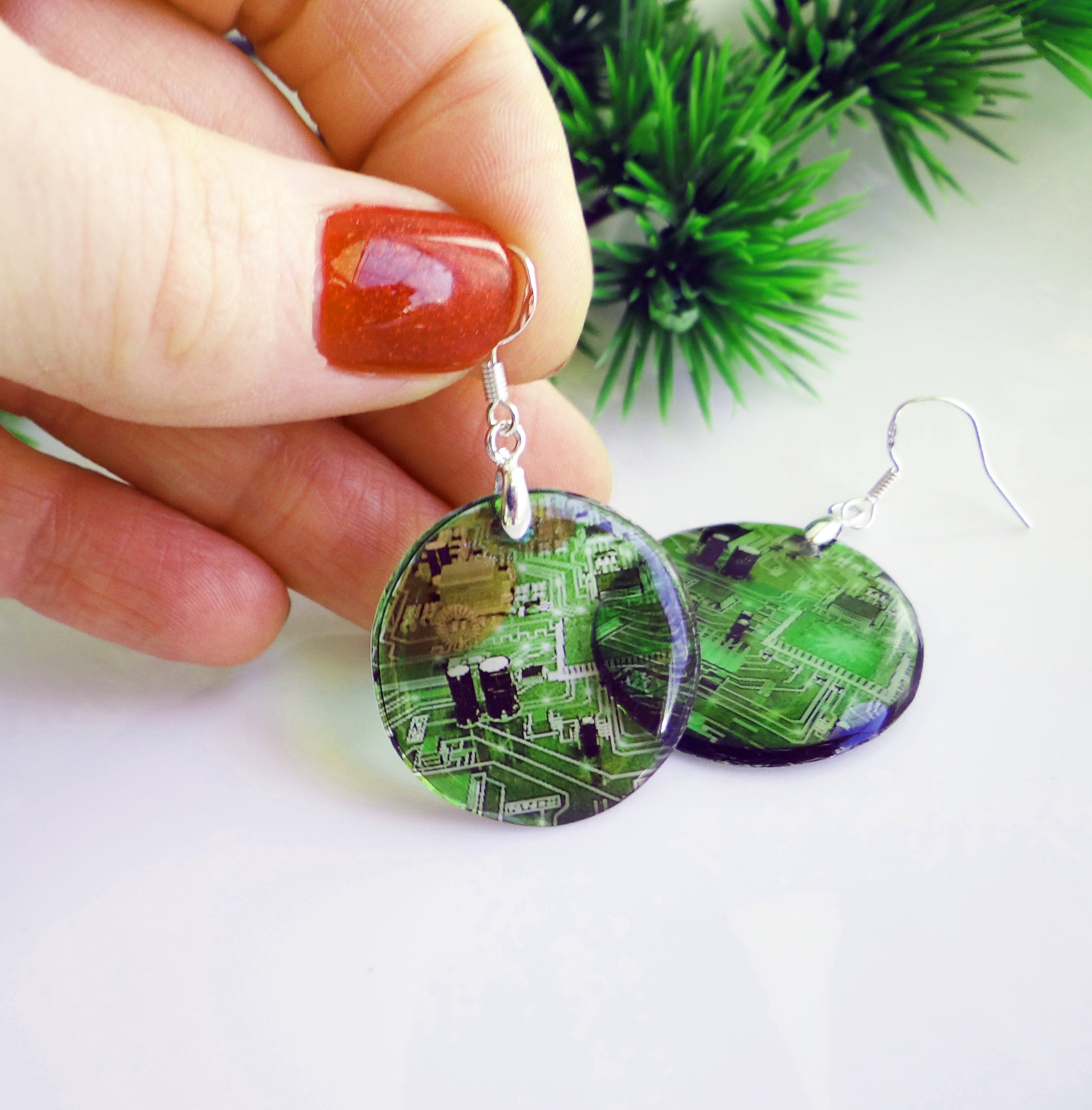 Circuit board Earrings_Resin Earrings_Statement earrings Etsy