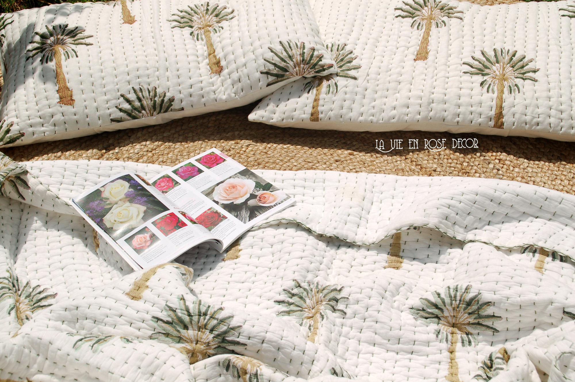 Indian Handmade Green Palm Tree Kantha Quilt Pillow Shams Etsy Australia