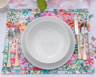 Floral Placemats Set: Waterproof Summer Flowers, Eclectic Decor
