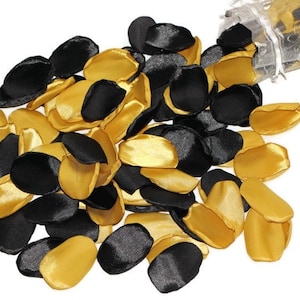 Gold and Black wedding rose petals, flower girl supplies, Cake dessert table decor, Goth party decoration