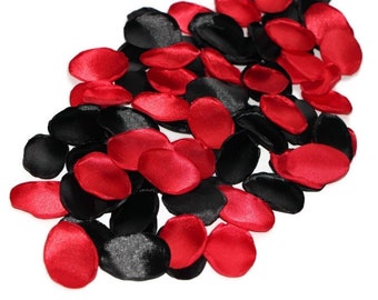Romantic red and black rose petals, Wedding aisle decorations, Flower girl petals, 30th Birthday decor, Casino party