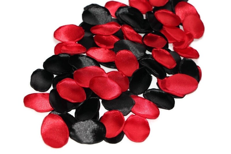 Romantic Red and Black Rose Petals Set for Weddings and Etsy