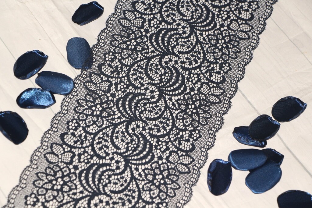 Navy Blue Lace Table Runner Wedding Centerpiece Nautical Etsy