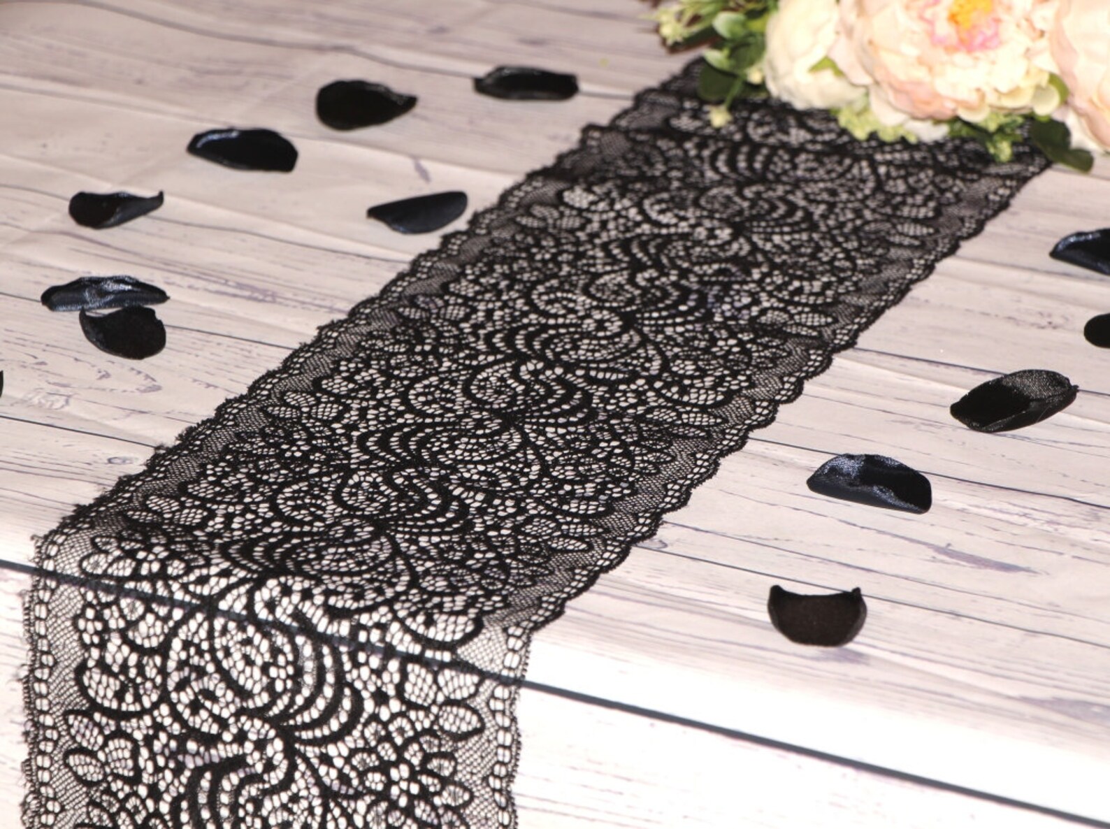 Black Lace Runner Gothic Wedding Halloween table decor 7 Etsy