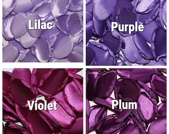 Purple wedding decorations, Satin rose petals, Flower girl scatter, Dinner table centerpieces