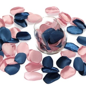 Petali di rosa blu navy e rosa antico per decorazioni per matrimoni, feste in spiaggia, compleanni, baby shower, petali per damigelle