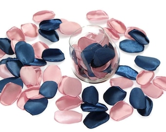 Navy blue and dusty pink rose petals for Wedding, beach party, birthday, baby shower decorations, Flower girl petals
