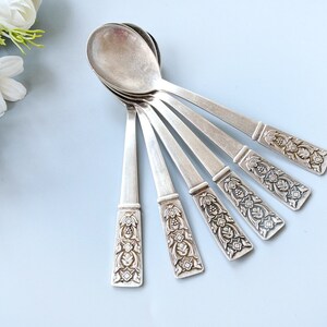 Set of 6 teaspoons, Vintage small spoons, Metal spoon, Silver plated spoons