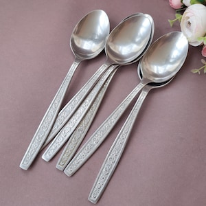 Retro table spoons, Set of 6 spoons, Vintage cutlery set, Housewarming gift