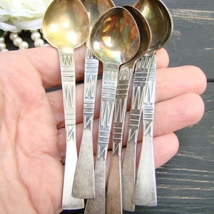 Vintage coffee spoons 6 pcs Silverplated spoons German silver spoon Collectible spoons Retro flatware Vintage melchior spoon